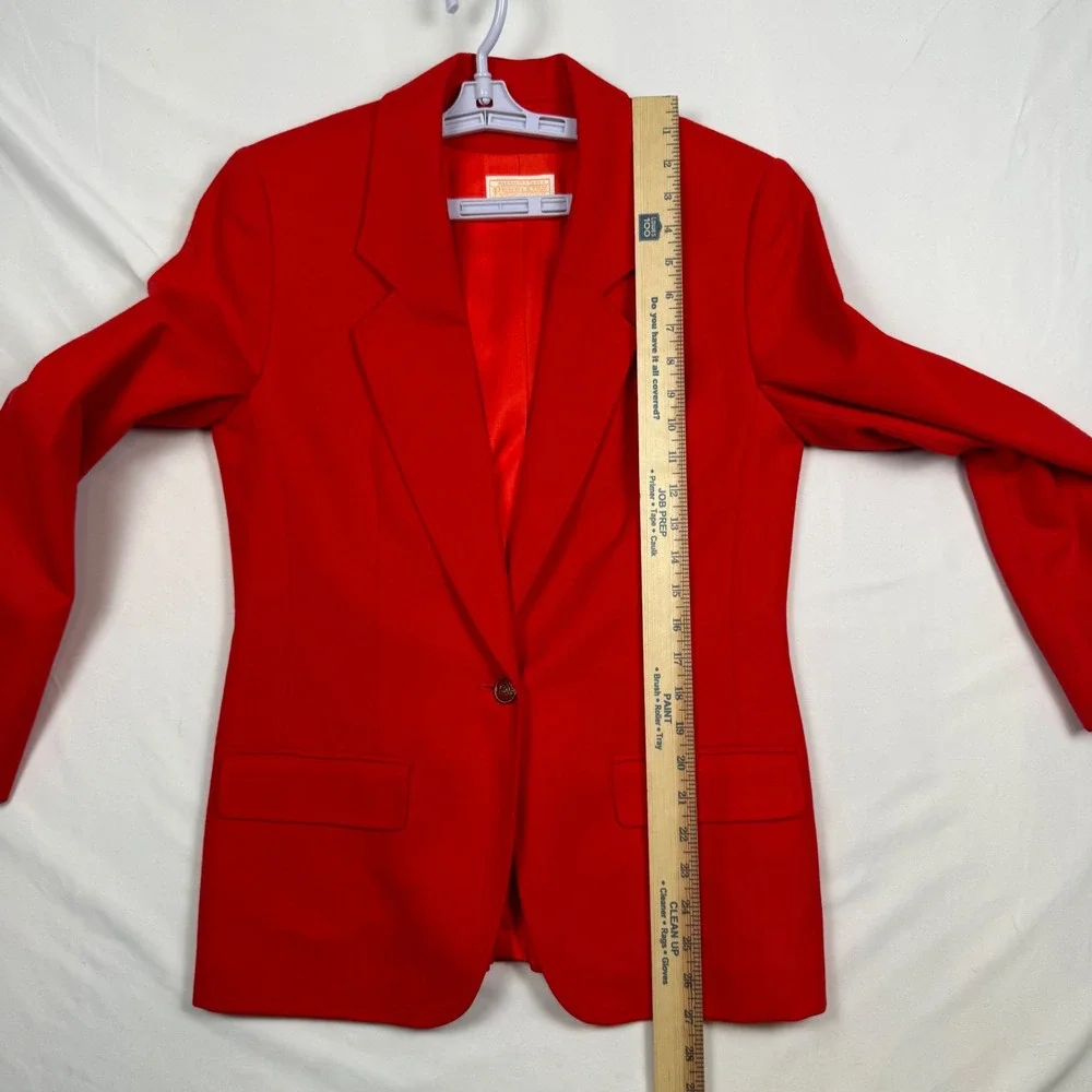 Pendleton Vintage Red 100% Virgin Wool Blazer Jacket Made in USA Single Button